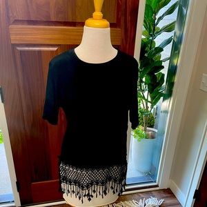 Downeast Black Top with Embroidery Detail size Small